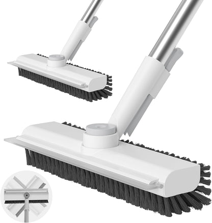 AIR U+ Floor Scrub Brush with Long Handle, 3-in-1 Rotating Head & Squeegee