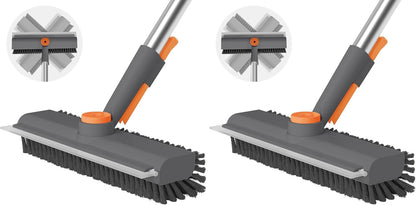 AIR U+ Floor Scrub Brush with Long Handle, 3-in-1 Rotating Head & Squeegee