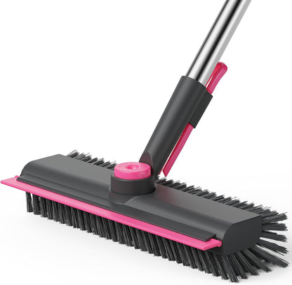 AIR U+ Floor Scrub Brush with Long Handle, 3-in-1 Rotating Head & Squeegee