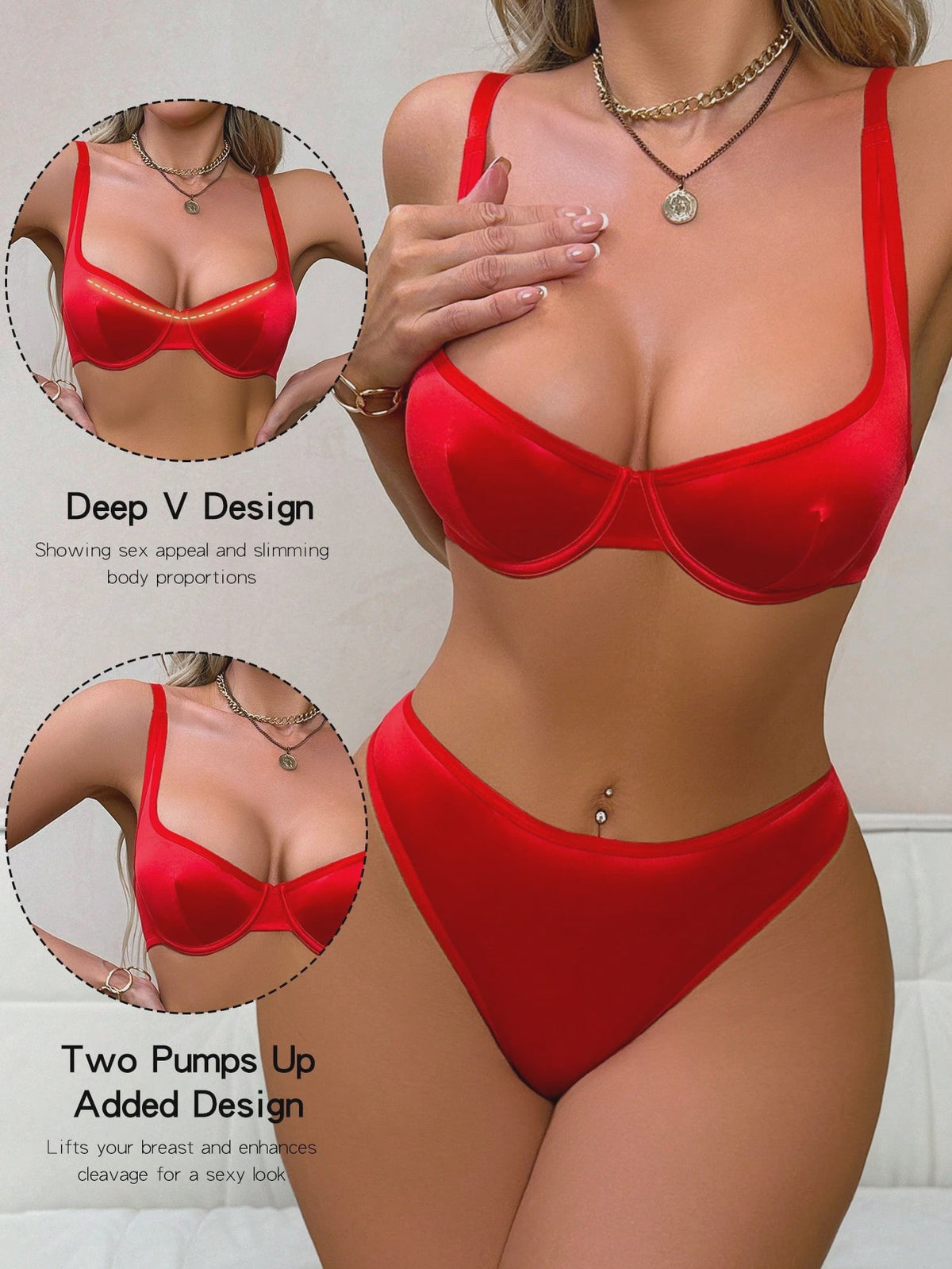 💞2pcs Underwire Bra And Triangle Panty Lingerie Set