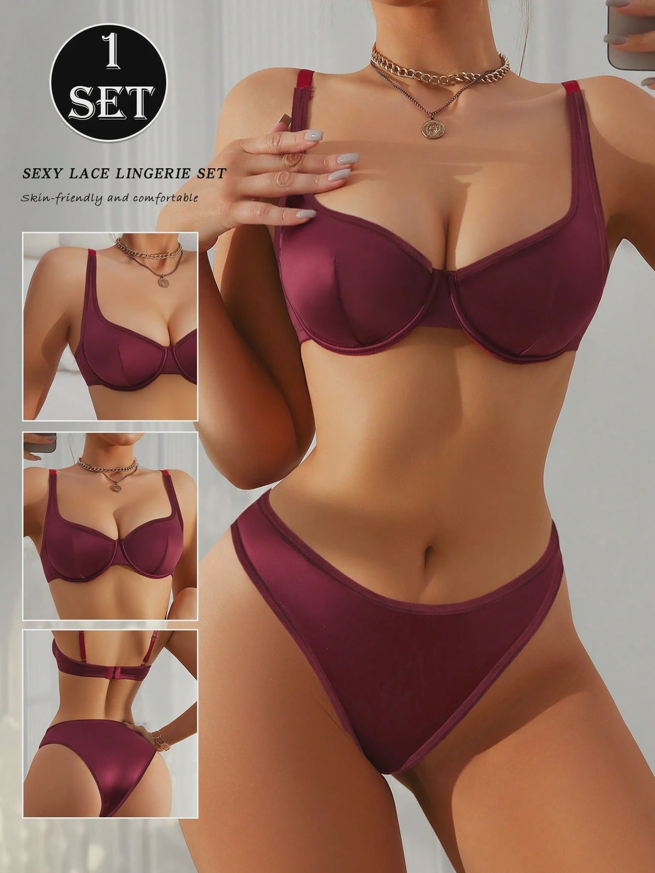 💞2pcs Underwire Bra And Triangle Panty Lingerie Set