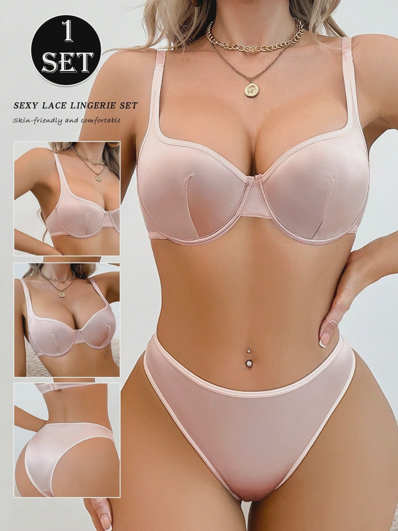 💞2pcs Underwire Bra And Triangle Panty Lingerie Set