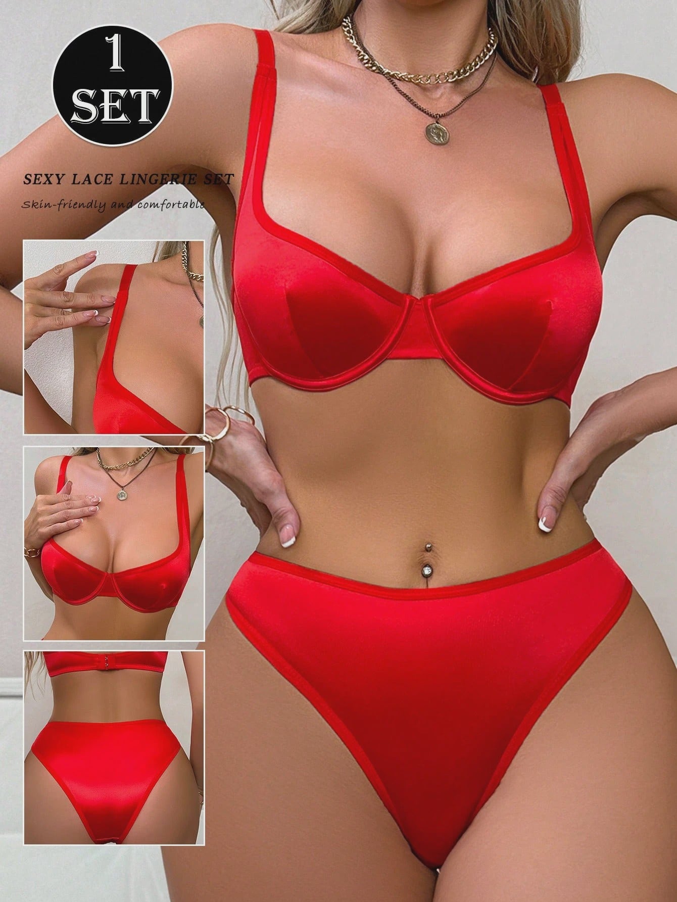 💞2pcs Underwire Bra And Triangle Panty Lingerie Set